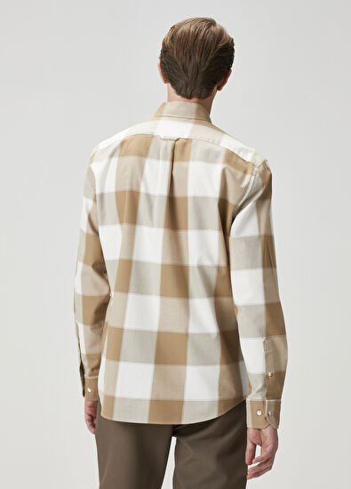Beymen Club Comfort Fit Camel Plaid Patterned Shirt - 5