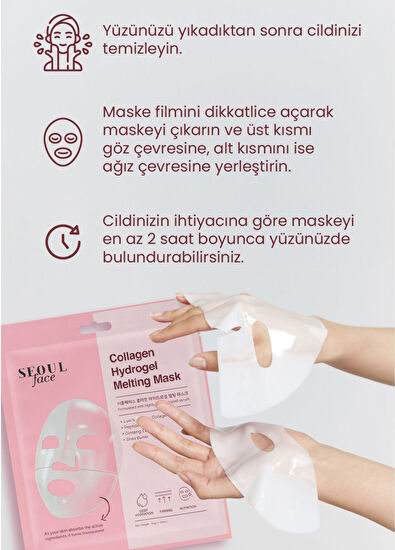 Dermal Seoulface Collagen Hydrogel Nourishing Transparent 2 Pieces Dissolvable Face Mask 34 gr - 5