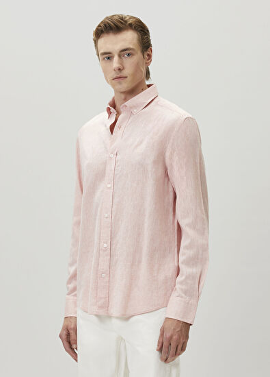 Beymen Club Comfort Fit Somon Keten Gömlek - 5