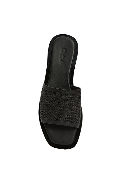 Beymen Club Siyah Rafya Dokulu Kadın Deri Terlik - 4