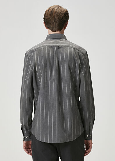 Beymen Club Comfort Fit Gri Çizgi Desenli Gömlek - 5