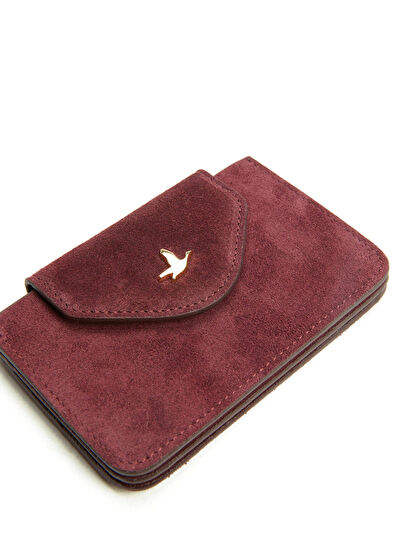 Beymen Club Burgundy Women's Suede Card Holder - 5