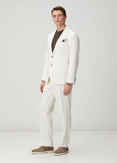 Beymen Club Herringbone Textured Linen Blend Suit - 5