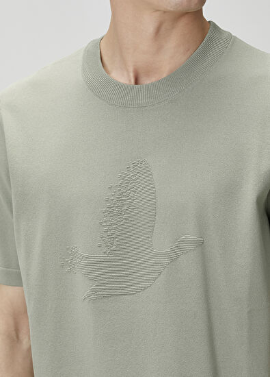 Beymen Club Açık Haki Logo Jakarlı Kısa Kollu Kazak - 6