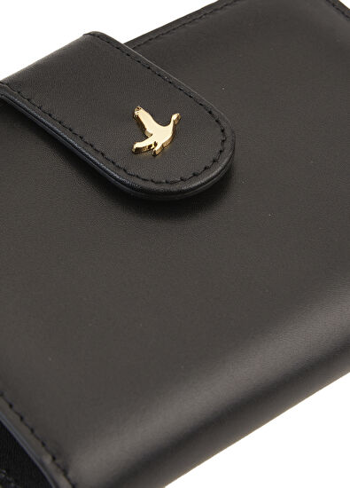 Beymen Club Siyah Metal Kuş Logolu Kadın Deri Küçük Cüzdan - 5