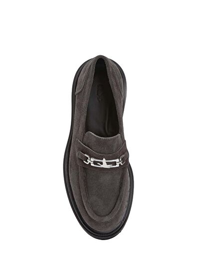 Beymen Club Women's Suede Loafer With Anthracite Chain Suede D - 4