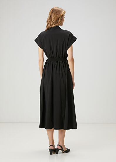 Beymen Club Siyah İşlemeli Midi Gömlek Elbise - 6