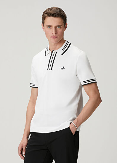 Beymen Club Beyaz Comfort Fit Patı Ve Kol Ucu Çizgili Polo T-s - 5