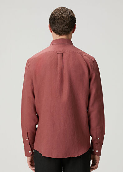 Beymen Club Dusty Rose Comfort Fit Linen Shirt - 5