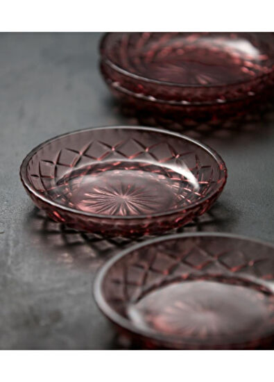 Lyngby Glas Sorrento Asian Pink Glass Set of 4 Plates - 6