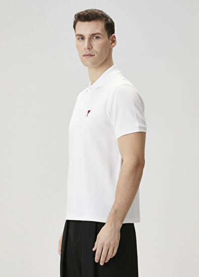 Ami Paris White Organic Cotton Polo T-Shirt - 3