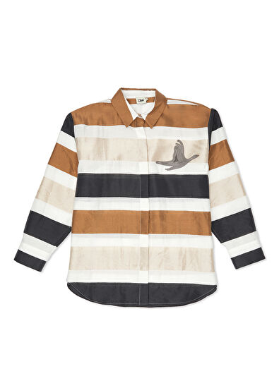 Beymen Club Bej Antrasit Çizgili Gömlek - 7