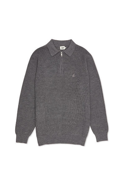 Beymen Club Grey Wool Polo Knitwear - 7
