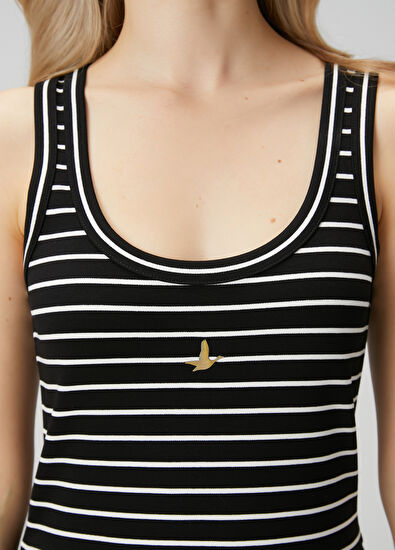 Beymen Club Siyah Çizgili Maksi Jersey Elbise - 6