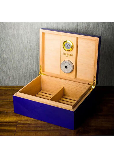 Lubinski Humidor Lacivert Lake Lion 50's Puro Kutusu - 3