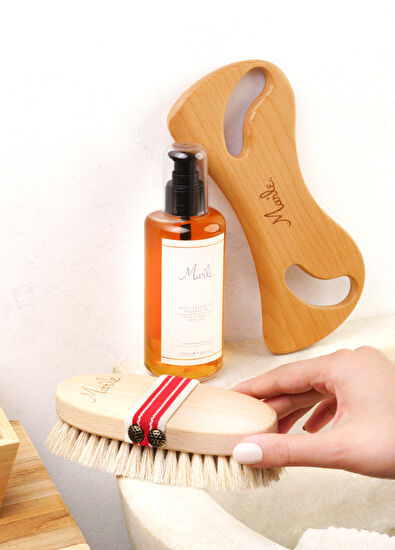 Mar'le Anti-Cellulite Massage Oil 200 ml + Natural Horsehair Brush and Wooden Massager 3-Piece Care Set - 5