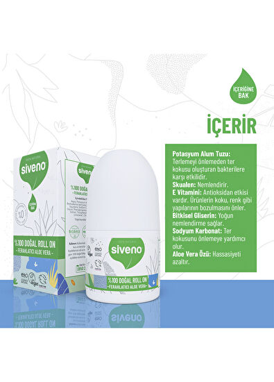 Siveno Natural Whitening Deodorant Herbal Vegan Aloe Vera Roll On 50 ml - 5