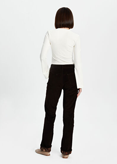 Bassigue Brown Velvet Women's Trousers - 3
