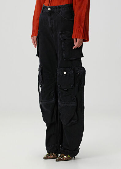 The Attico Black Cargo Jeans - 3