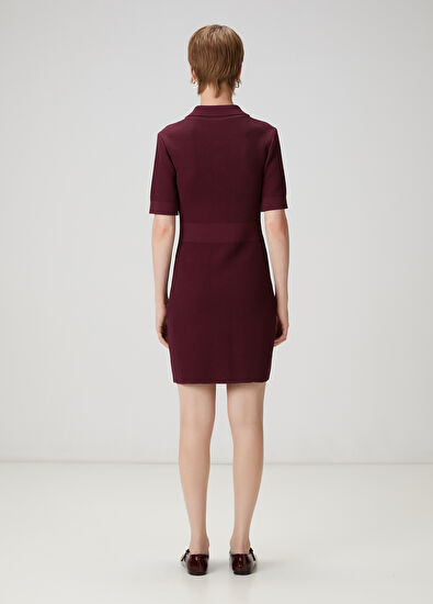 Beymen Club Burgundy Mini Polo Dress - 4