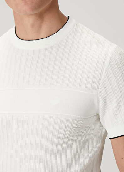 Beymen Club White Waffle Knit Textured Short Sleeve Sweater - 6