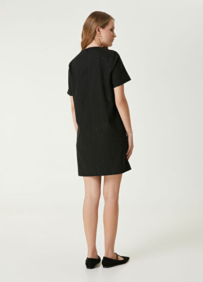 Black Swarovski Ribbon Stones Mini Dress Beymen Club Black Swarovski Ribbon Stones Mini Dress - 6