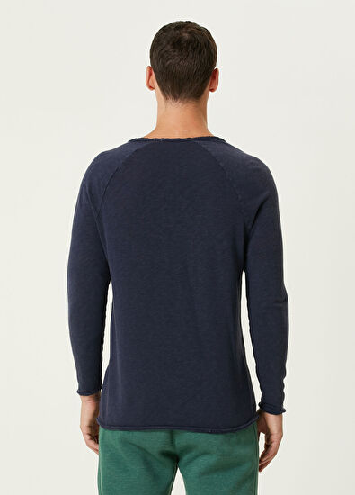 American Vintage Lacivert Uzun Kollu T-shirt - 4