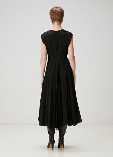 Beymen Club Siyah Dikiş Detaylı Midi Elbise - 4