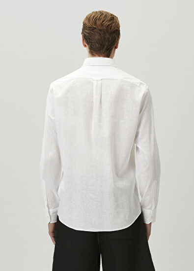 Beymen Club Comfort Fit White Linen Shirt - 5