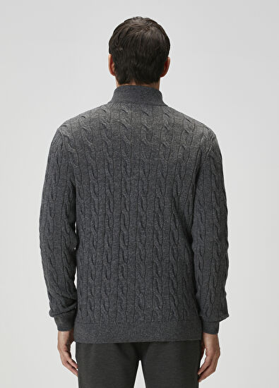 Beymen Club Antrasit Yakası Fermuarlı Kazak - 5