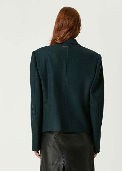 MM6 Maison Margiela Oversized Koyu Yeşil Yün Blazer - 5