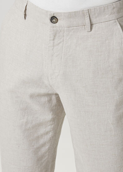 Beymen Club Açık Bej Keten Karışımlı Pantolon - 4