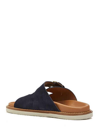 Beymen Club Navy Blue Double Strap Men's Suede Slippers - 3