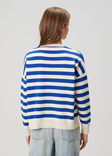 Beymen Club Mavi Ekru Çizgili Kazak - 6