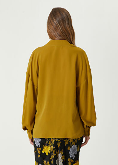 Oil Green Twill Silk Shirt Beymen Club Oil Green Twill Silk Shirt - 6