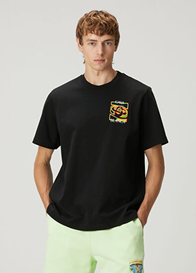 Casablanca Siyah Organik Pamuk T-shirt - 4