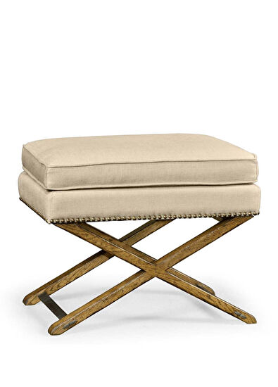 Jonathan Charles Sussex Light Brown Chestnut Brown Wooden Pouf - 5