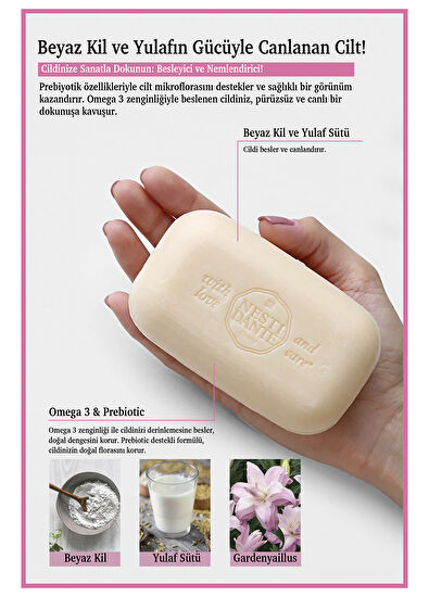 Nesti Dante Philosophia Prebiotic Besleyici ve Nemlendirici Beyaz Kil &  Yulaf Sütü & Omega 3 Katı Sabun 250 gr - 4