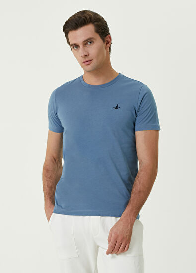 Beymen Club Mavi Kuş Nakışlı Basic T-shirt - 3