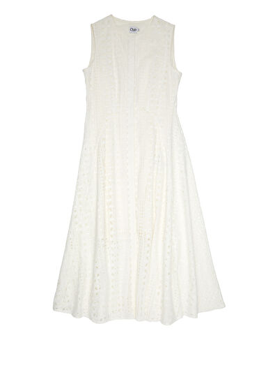 Beymen Club Kırık Beyaz Kloş Midi Elbise - 7