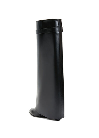 Shark Lock Siyah Kadın Deri Çizme - Görsel 4