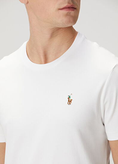 Polo Ralph Lauren White Logo Embroidered Basic T-Shirt - 5