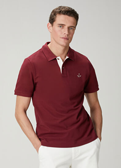 Beymen Club Vişne Comfort Fit Yaka Altı Baskılı Polo T-shirt - 3