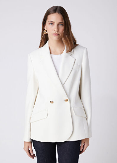 Beymen Club Off-White Double-Breasted Blazer - 5