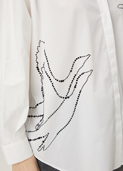 Beymen Club Kırık Beyaz Taşlı Logolu Gömlek - 6