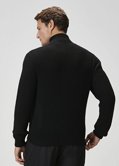 Umit Benan Matt Black Cashmere Knit Cardigan - 4