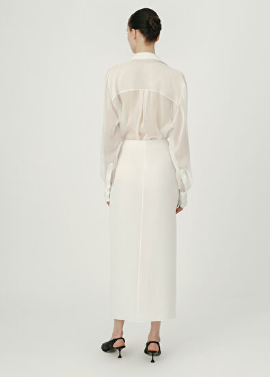 Rawe Cindy Beyaz İpek Kadın Uzun Etek - 3