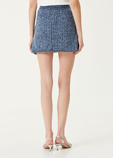 Self Portrait Mavi Mini Tweed Etek - 5
