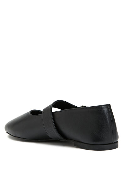 Beymen Club Mary Jane Black Women's Leather Ballet Flats - 3