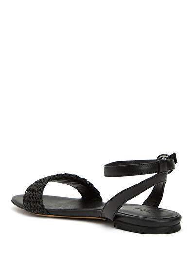 Beymen Club Siyah Örgü Bantlı Kadın Rafya Sandalet - 3